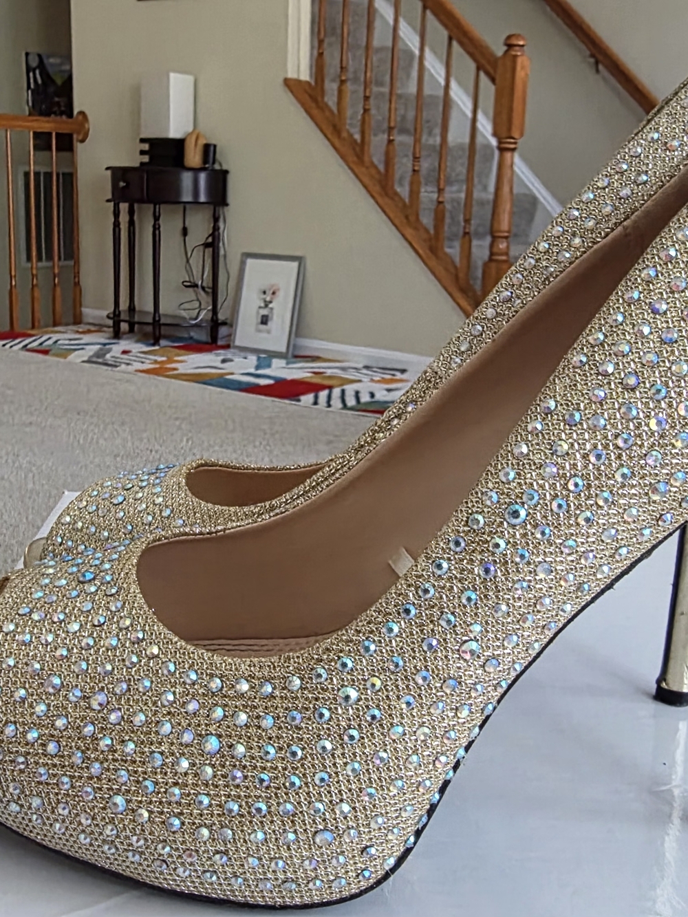 Camille La Vie Gold Crystal Embellished High Heels